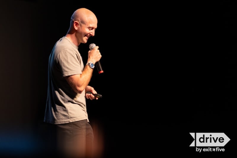 Dave Gerhardt speaking on stage at Drive 2026